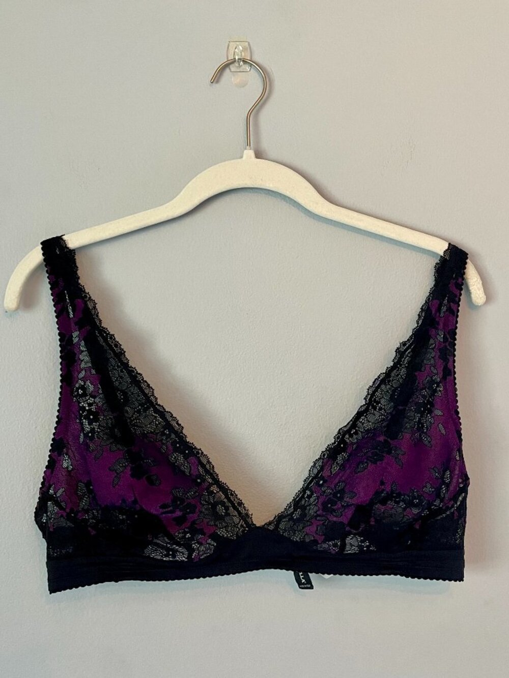 Purple and Black Lace Bralette (Lg) by Cosabella